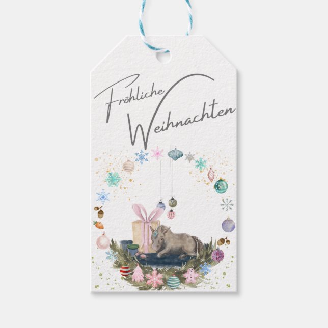 Pferde Geschenkanhänger Weihnachtsmotiv Presentetikett (Framsidan)