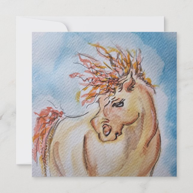 Pferde Karte, Pferdebild Aquarell, Grusskarte (Framsida)