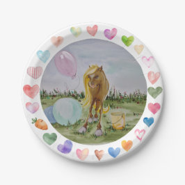 Pferde- Kindergeburtstags-Pappteller, Luftballons 