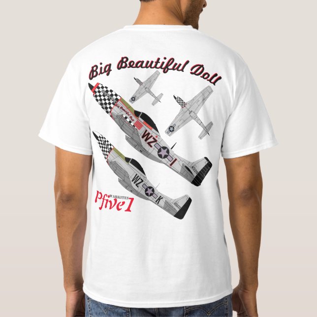 Pfive1 P-51 "stor härlig docka 78th ", Tee Shirt (Baksida)