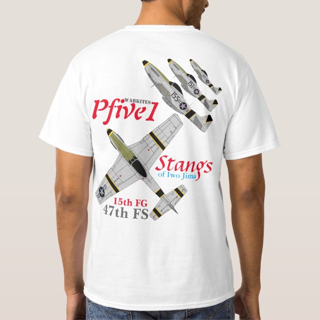 Pfive1 Stangs av Iwo Jima 47th FS T-shirt (Baksida)