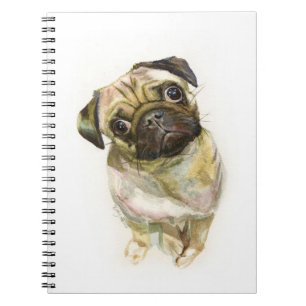 PgAnsikte Art-utskrift  Cute Pug Hund Anteckningsbok