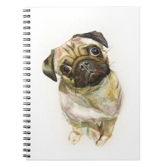 PgAnsikte Art-utskrift| Cute Pug Hund Anteckningsbok (Framsidan)