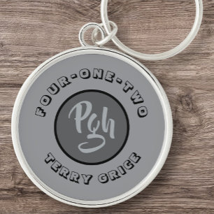 Pgh Sports Black Yinzer Fyra två nyckelkedjor Rund Silverfärgad Nyckelring