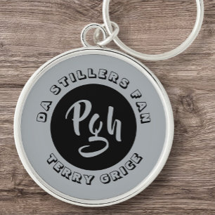 Pgh Stillers Yinzer Sports Anpassningsbar Vintage Rund Silverfärgad Nyckelring