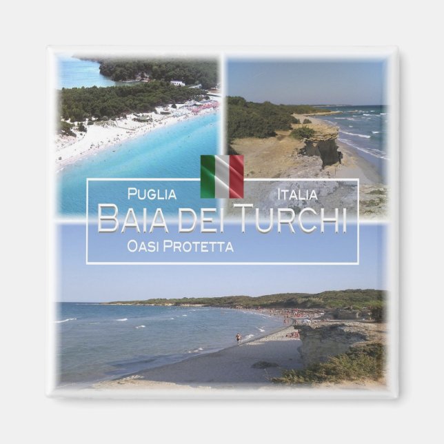 PGL005 BAIA DEI TURCHI, Apulia, Italien, Fridge Magnet (Framsidan)
