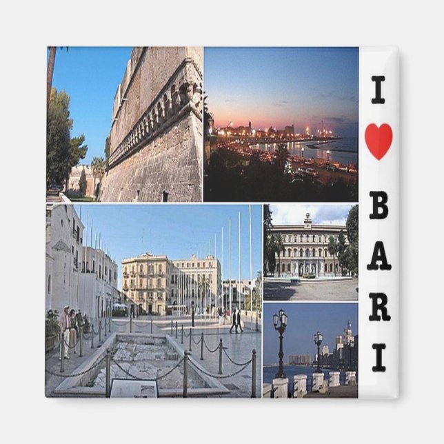 PGL039 BARI I Kärlek, Apulien, Italien, Fridge Magnet (Framsidan)