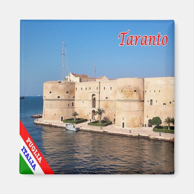 PGL041 TARANTO, Castle Aragonese Apulia, Fridge Magnet (Framsidan)