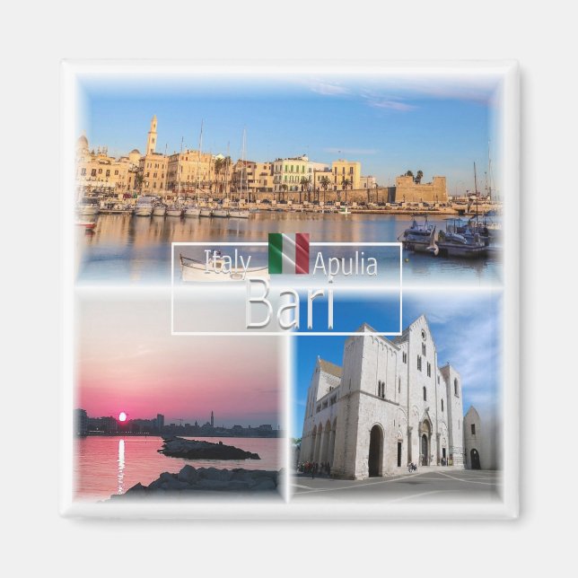 PGL043 BARI, sunset panorama Saint Nicholas Fridge Magnet (Framsidan)