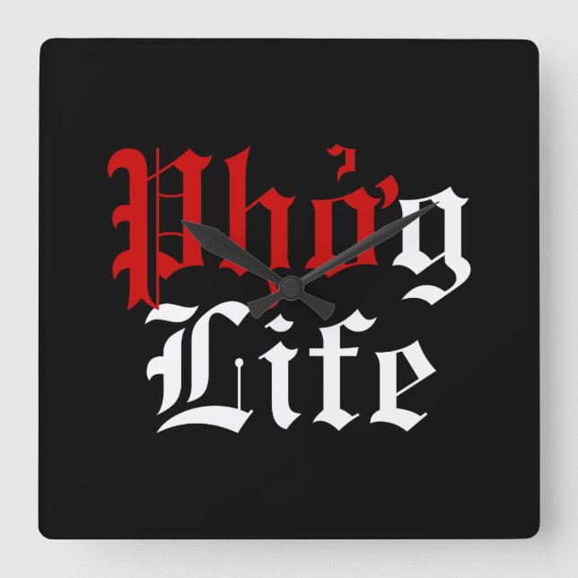 Phở g Life Fyrkantig Klocka (Framsida)