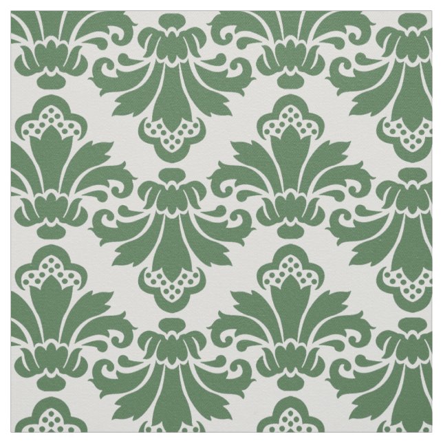 PH&D Antique Damask Fabric Mörk grönt/Vit Tyg (Provkarta)