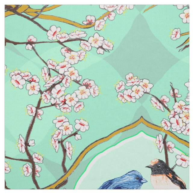 PH&D Bluebird Vignette Toile Fabric Emerald Tyg (Provkarta)