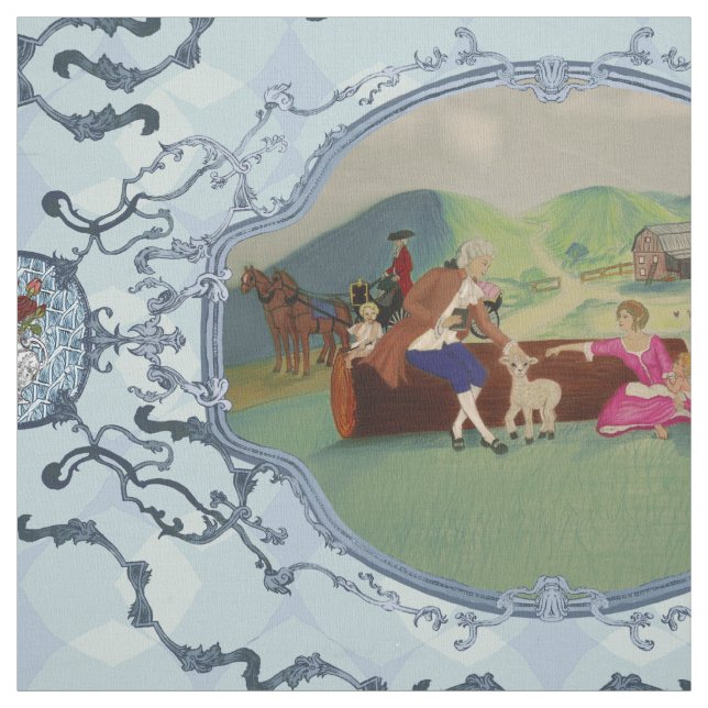 PH&D-Fransk - hålformsstruktur Fontän Blue Tyg (Provkarta)