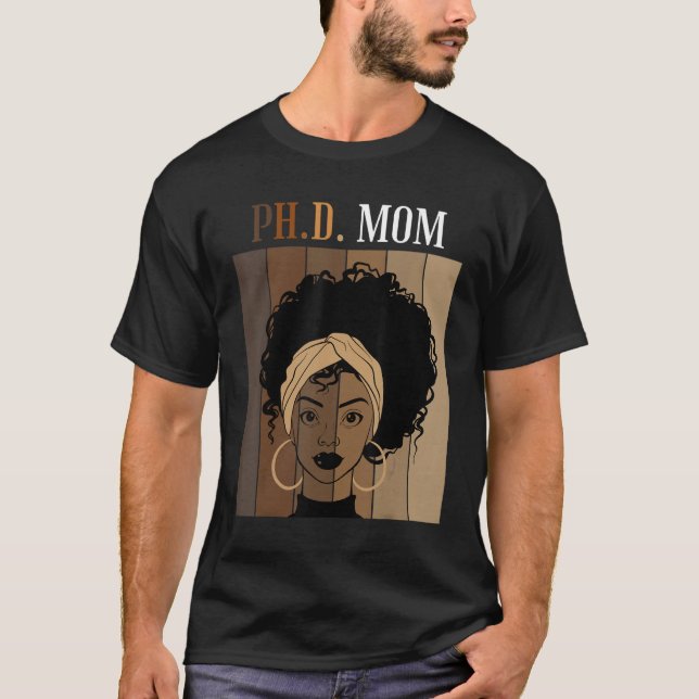 PH D Mamma doktorander Student Black Afro T Shirt (Framsida)