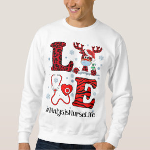 Ph Kärlek Reindeer Dialysis Nurse jul Red Plai Lång Ärmad Tröja