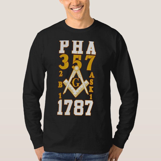 Pha 357 Mason 1987 2b1ask1 Compass Square Pappor T Shirt (Framsida)