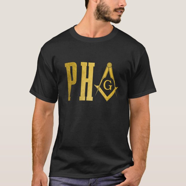 Pha Prince Hall Mason Freemason Masonic Square & C T Shirt (Framsida)