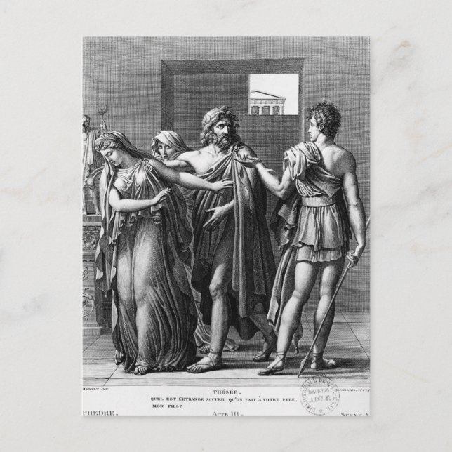 Phaedra, Theseus och Hippolytus Vykort (Framsida)