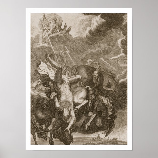 Phaeton Struck Down av Jupiter's Thunderbolt, 1731 Poster (Framsidan)