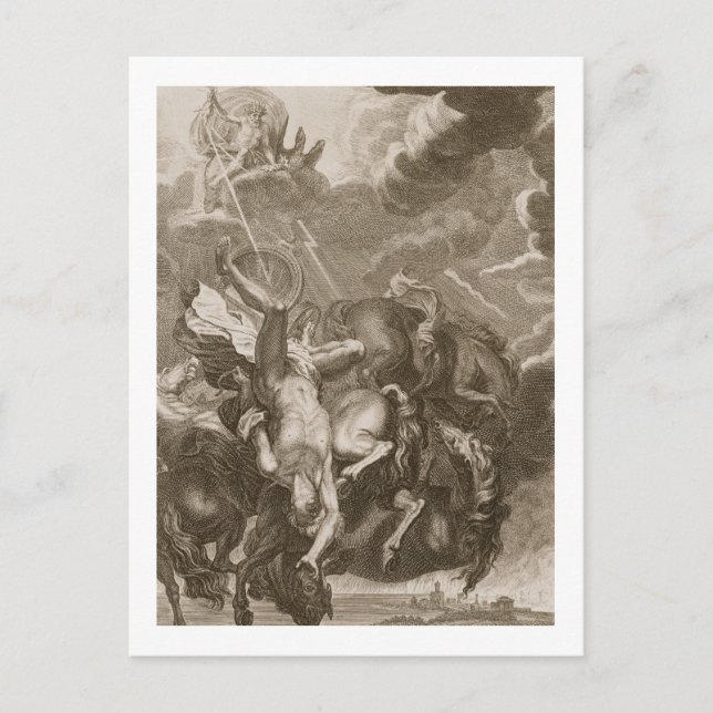 Phaeton Struck Down av Jupiter's Thunderbolt, 1731 Vykort (Framsida)