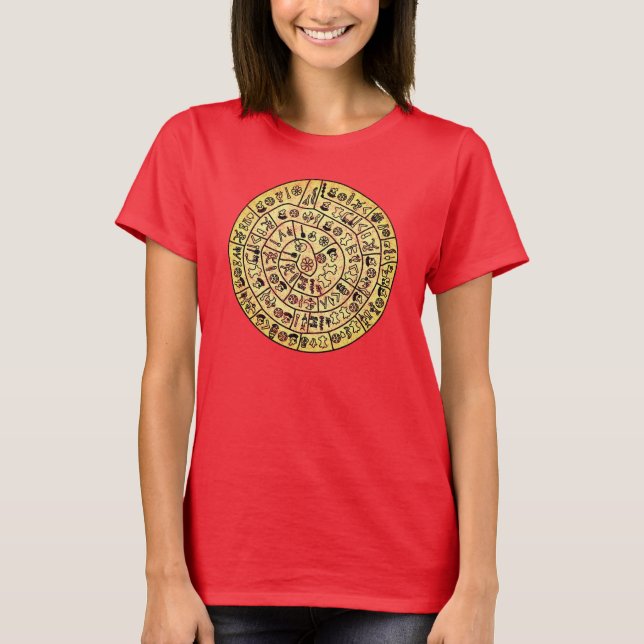 Phaistos Disk från Minoan Crete Distress T-Shir T Shirt (Framsida)