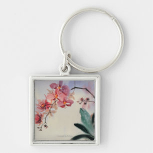Phalaenopsis Fyrkantig Silverfärgad Nyckelring
