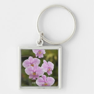 Phalaenopsis Schilleriana Fyrkantig Silverfärgad Nyckelring