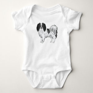 Phalène-hund i svart och vit glad leende hund t shirt