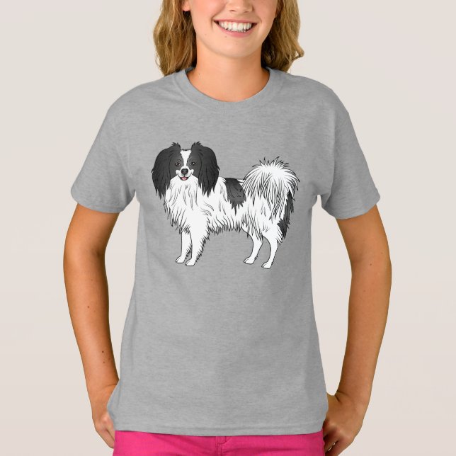 Phalène Hund in Black and White Jackar Färg Teckni T Shirt (Framsida)