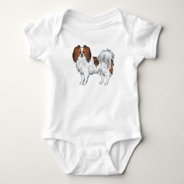 Phalène i röd sablefärg Fluffly Toy Breed Hund T Shirt (Framsida)
