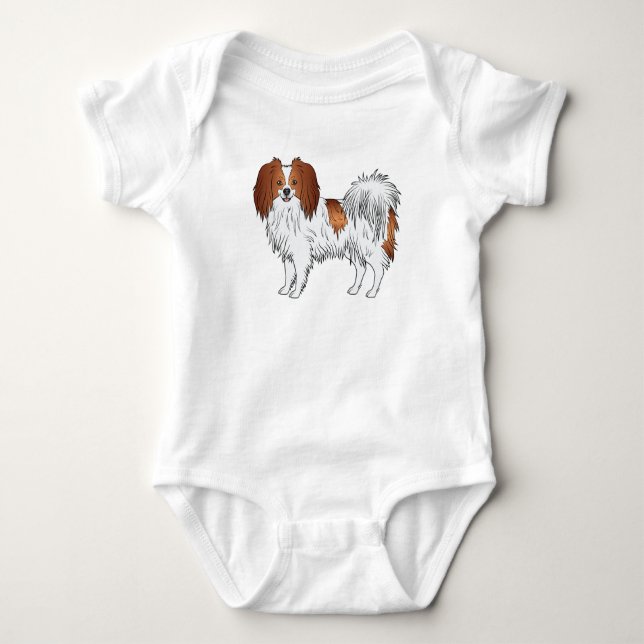 Phalène med röda detaljer Glad leksak Phalène hund T Shirt (Framsida)
