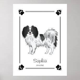 Phalène med svarta tassar och personligt hundnamn poster