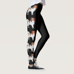 Phalène Röda Vita Hundar Söta För Hundälskare Svar Leggings