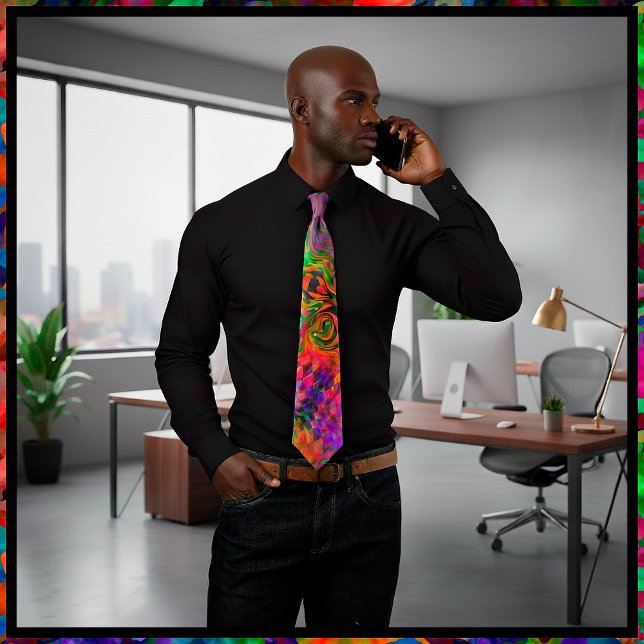 [Phantasmagoria] Warped Swirling Colors Slips (Bring fun back to the office with this striking tie that commands attention.)
