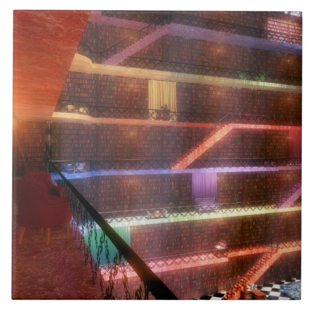 Phantastes: Palace Bibliotek Tile / Trivet Kakelplatta (Framsidan)