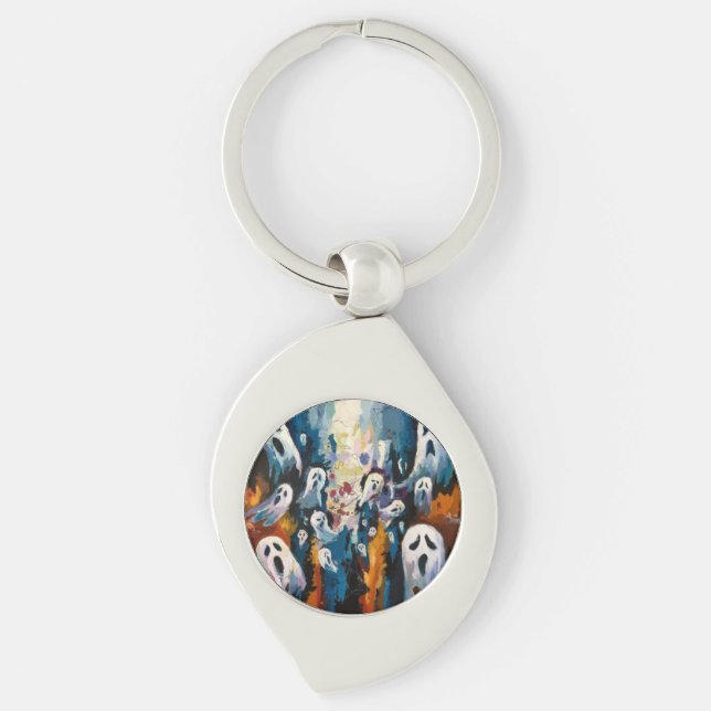 Phantom Charm Swirl Silverfärgad Nyckelring (Framsidan)