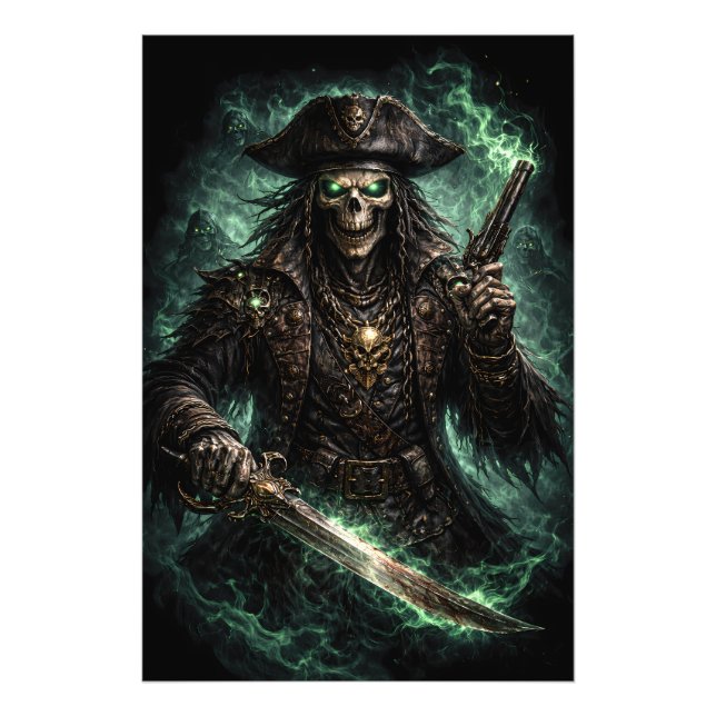 Phantom Pirate Skull – Dark Fantasy Reaper Fototryck (Framsidan)