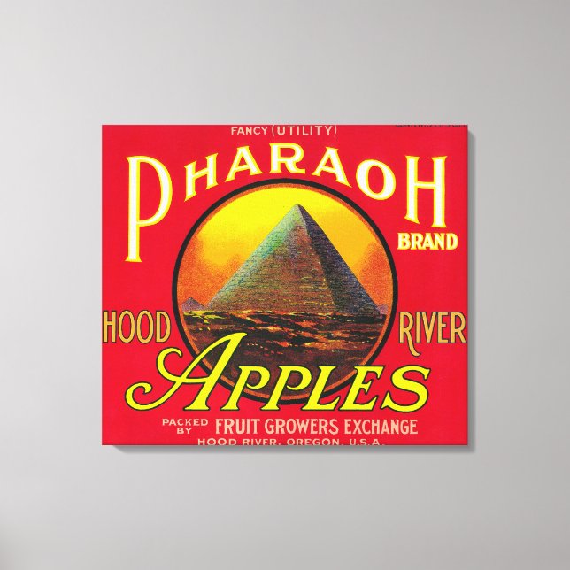 Pharaoh Apple Låda LabelHood River, ELLER Canvastryck (Framsida)