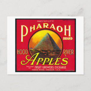 Pharaoh Apple Låda LabelHood River, ELLER Vykort