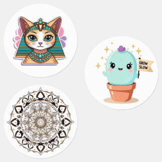 Pharaoh Cat Mandala Cactus Sticker