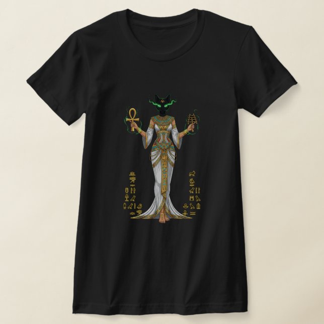 Pharaoh Cat Queen - maktens egyptiska gudinna T Shirt (Laydown)