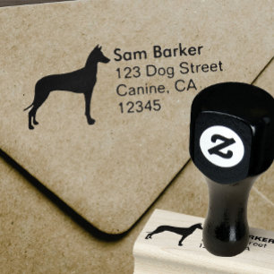 Pharaoh Hound Hund aveln Silhouette Returadress Stämpel