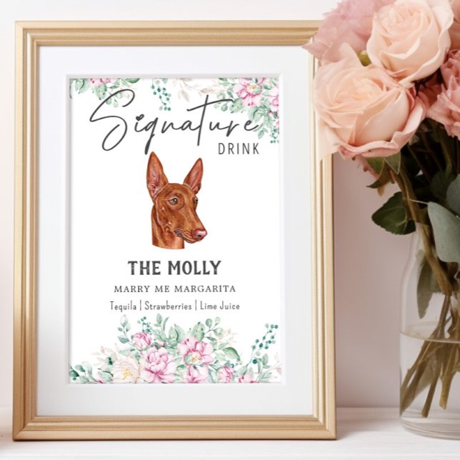 Pharaoh Hound-Hund Namnteckning Drink-tecken Poster (Skapare uppladdad)