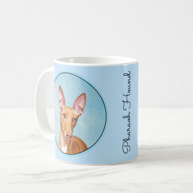 Pharaoh Hound-målning - Cute Original Hund Art Kaffemugg (Framsida vänster)