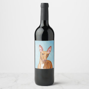 Pharaoh Hound-målning - Cute Original Hund Art Vinflaska Etikett