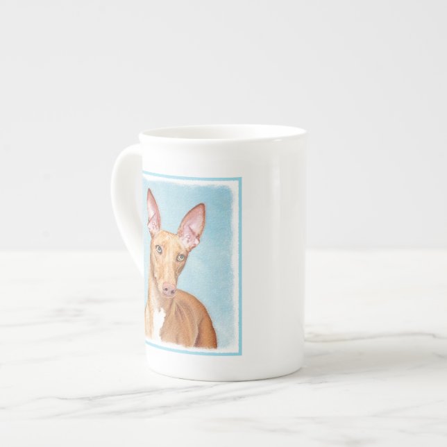 Pharaoh Hound Painting - Cute Original Hund Art Benporslin Mugg (Framsida vänster)