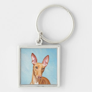 Pharaoh Hound Painting - Cute Original Hund Art Fyrkantig Silverfärgad Nyckelring
