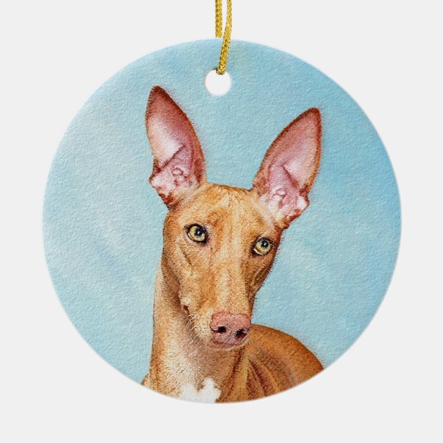 Pharaoh Hound Painting - Cute Original Hund Art Julgransprydnad Keramik (Framsidan)