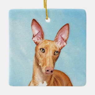 Pharaoh Hound Painting - Cute Original Hund Art Julgransprydnad Keramik