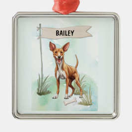 Pharaoh Hound Watercolor Personalized Dog Julgransprydnad Metall